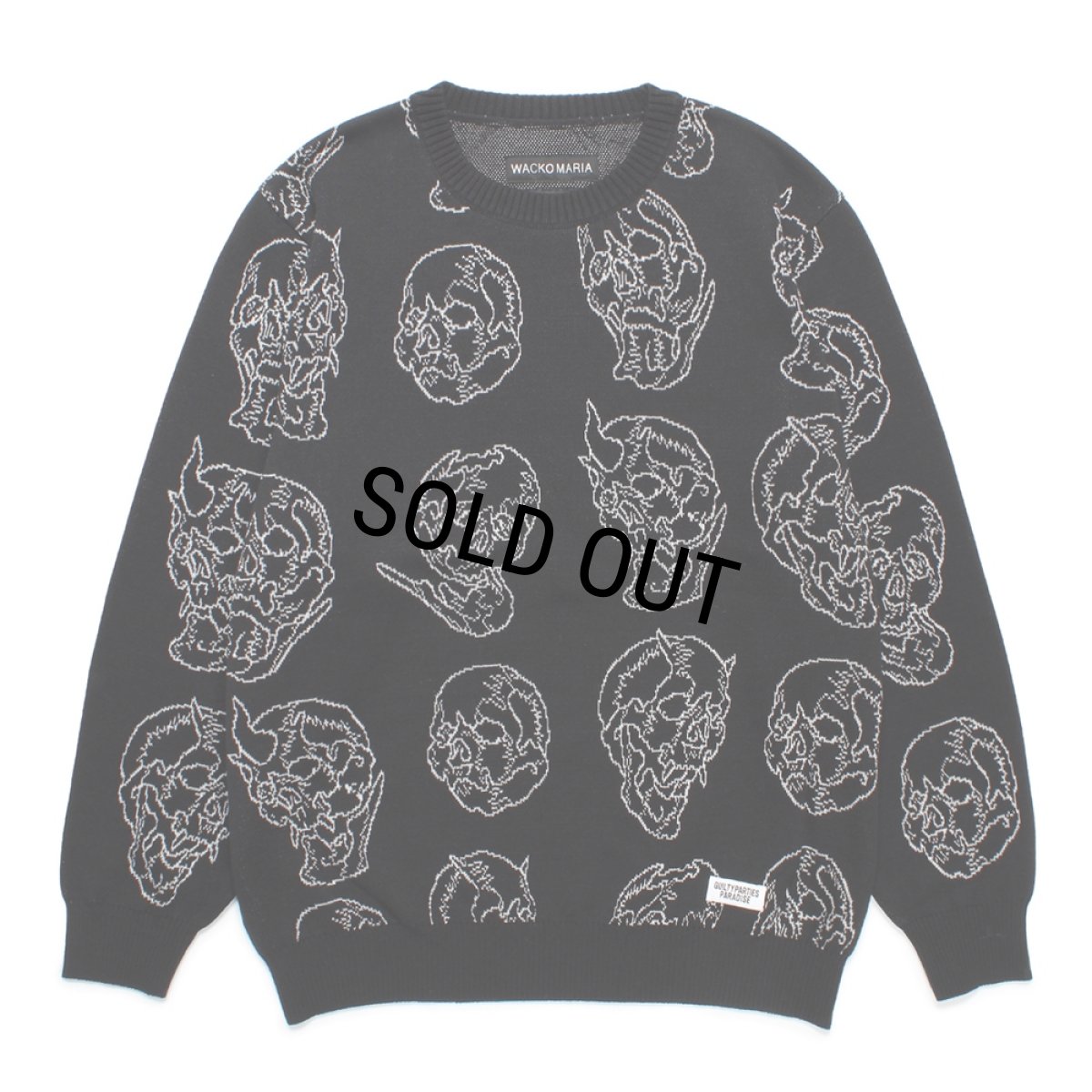 画像1: WACKO MARIA/56 TATTOO STUDIO / JACQUARD KNIT SWEATER（BLACK）［ジャガードセーター-24秋冬］ (1)