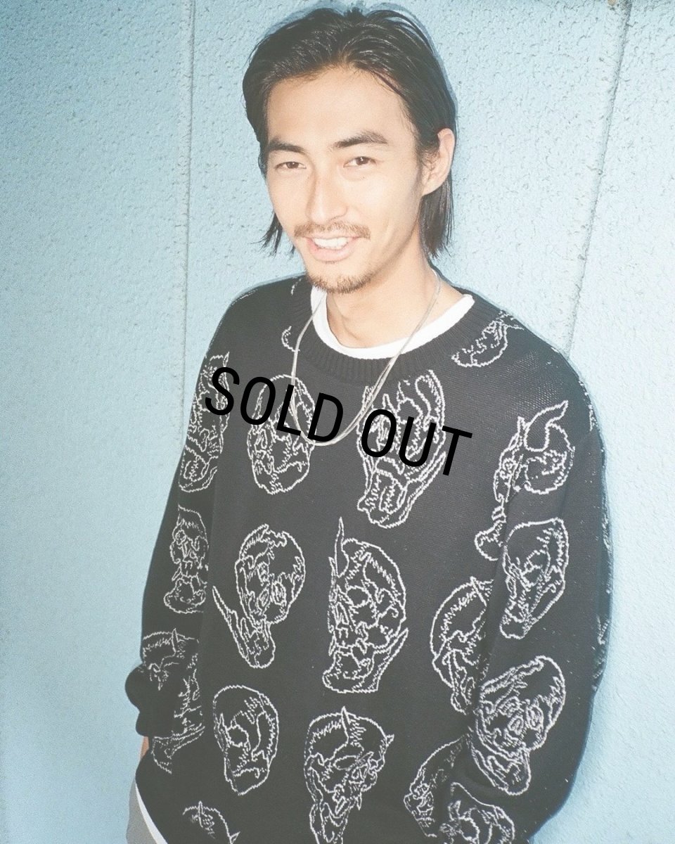 画像2: WACKO MARIA/56 TATTOO STUDIO / JACQUARD KNIT SWEATER（BLACK）［ジャガードセーター-24秋冬］ (2)