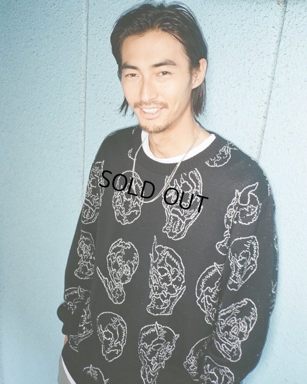 画像2: WACKO MARIA/56 TATTOO STUDIO / JACQUARD KNIT SWEATER（BLACK）［ジャガードセーター-24秋冬］