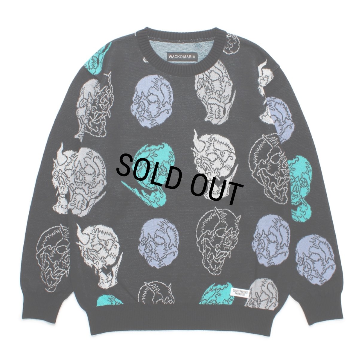 画像1: WACKO MARIA/56 TATTOO STUDIO / JACQUARD KNIT SWEATER（BLACK）［ジャガードセーター-24秋冬］ (1)