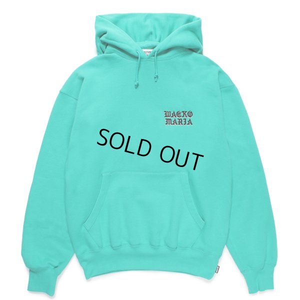 画像1: WACKO MARIA/MIDDLE WEIGHT HOODED SWEAT SHIRT（TURQUOISE）［プルオーバーパーカー-24秋冬］