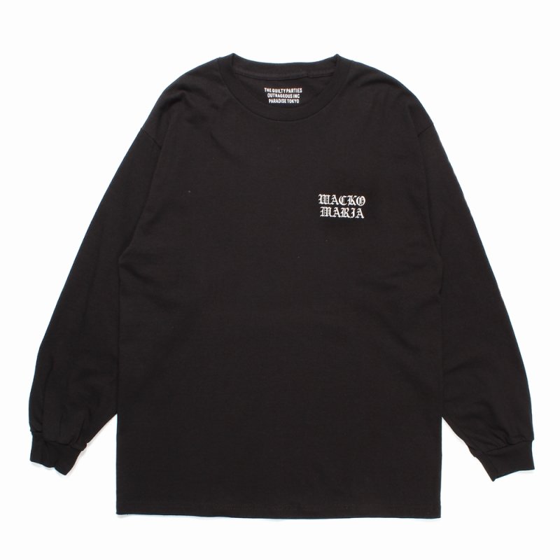 画像1: WACKO MARIA/LONG SLEEVE T-SHIRT（BLACK）［刺繍長袖T-24秋冬］