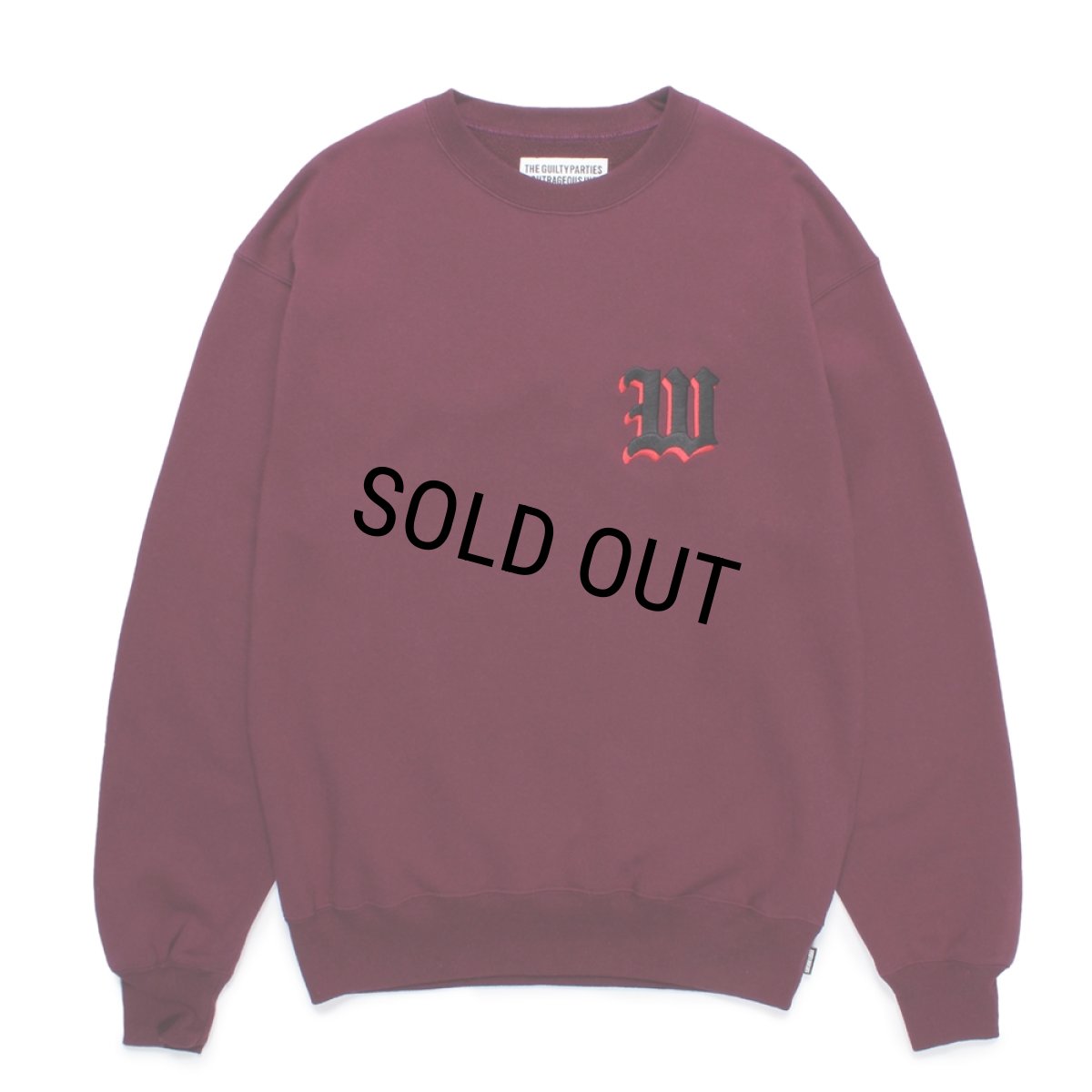 画像2: WACKO MARIA/MIDDLE WEIGHT SWEAT SHIRT（BURGUNDY）［クルーネックスウェット-24秋冬］ (2)