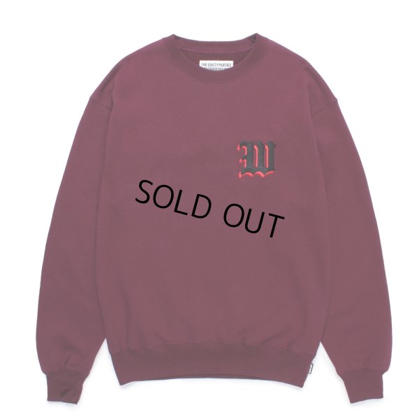 画像2: WACKO MARIA/MIDDLE WEIGHT SWEAT SHIRT（BURGUNDY）［クルーネックスウェット-24秋冬］