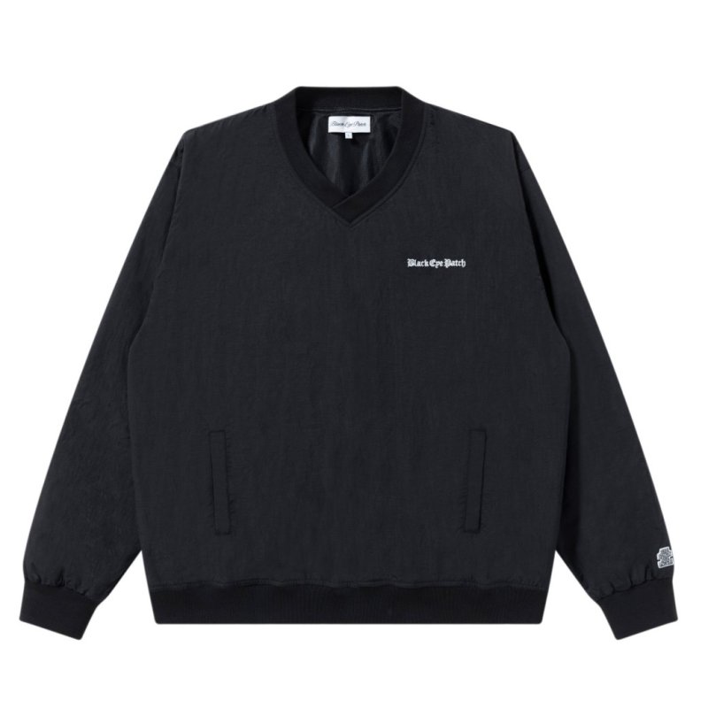 画像1: BlackEyePatch/BLACKLETTER V NECK NYLON PULLOVER(BLACK)