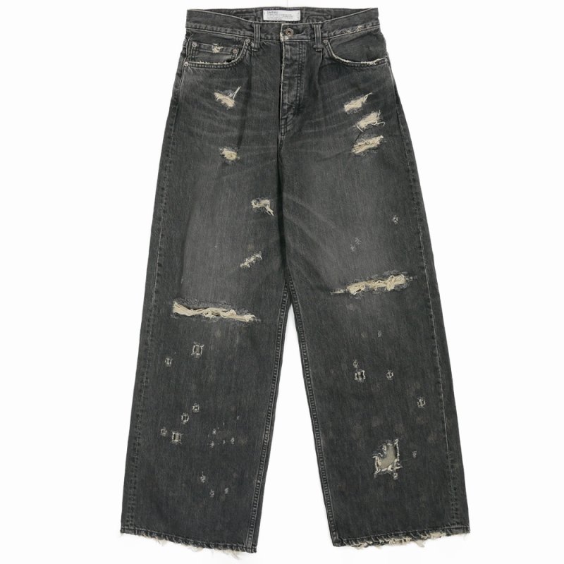 画像1: 【30%OFF】DAIRIKU/Super Damage Wide Denim Pants（Black）［スーパーダメージワイドデニムパンツ-24秋冬］