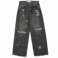 画像1: 【30%OFF】DAIRIKU/Super Damage Wide Denim Pants（Black）［スーパーダメージワイドデニムパンツ-24秋冬］ (1)
