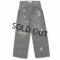 【30%OFF】DAIRIKU/Super Damage Wide Denim Pants（Black）［スーパーダメージワイドデニムパンツ-24秋冬］