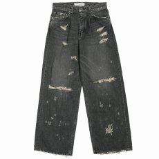画像1: 【30%OFF】DAIRIKU/Super Damage Wide Denim Pants（Black）［スーパーダメージワイドデニムパンツ-24秋冬］ (1)