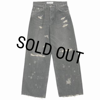 30%OFF】DAIRIKU/Super Damage Wide Denim Pants（Black）［スーパー