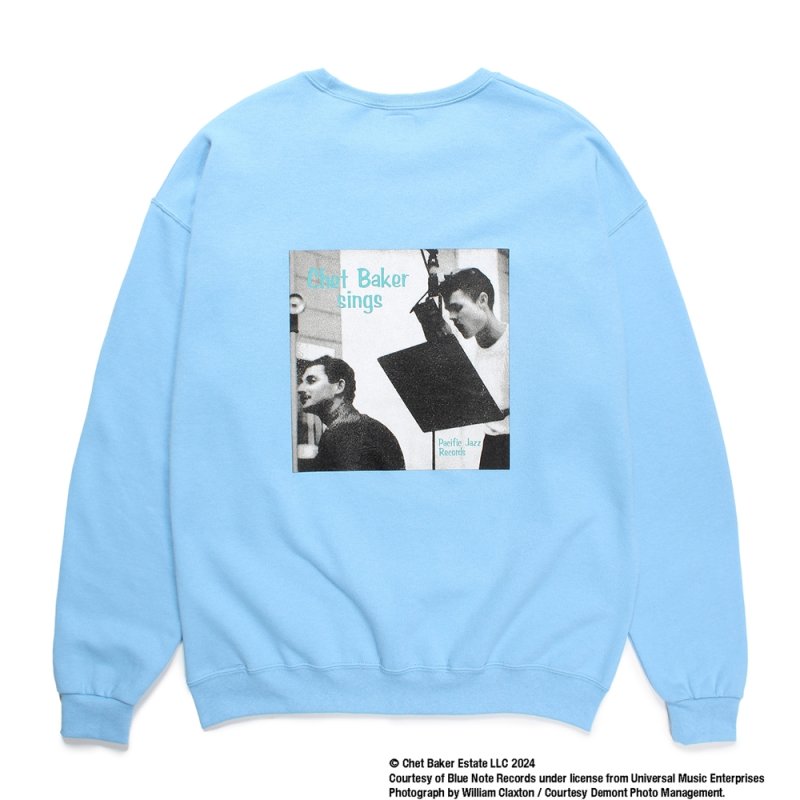 画像2: WACKO MARIA/CHET BAKER / SWEAT SHIRT（BLUE）［クルーネックスウェット-24秋冬］