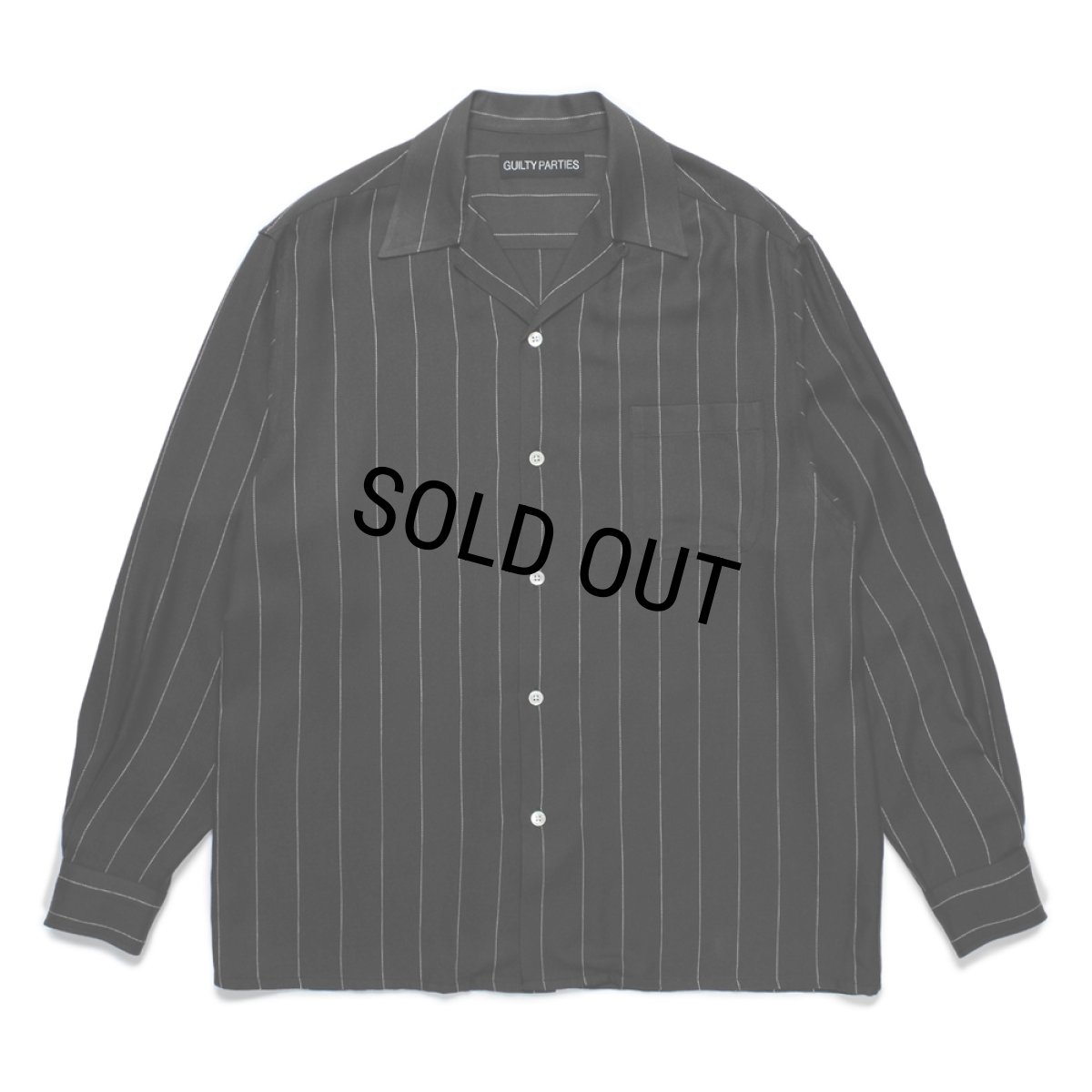 画像1: WACKO MARIA/STRIPED OPEN COLLAR SHIRT（BLACK）［ストライプオープンカラーシャツ-24秋冬］ (1)