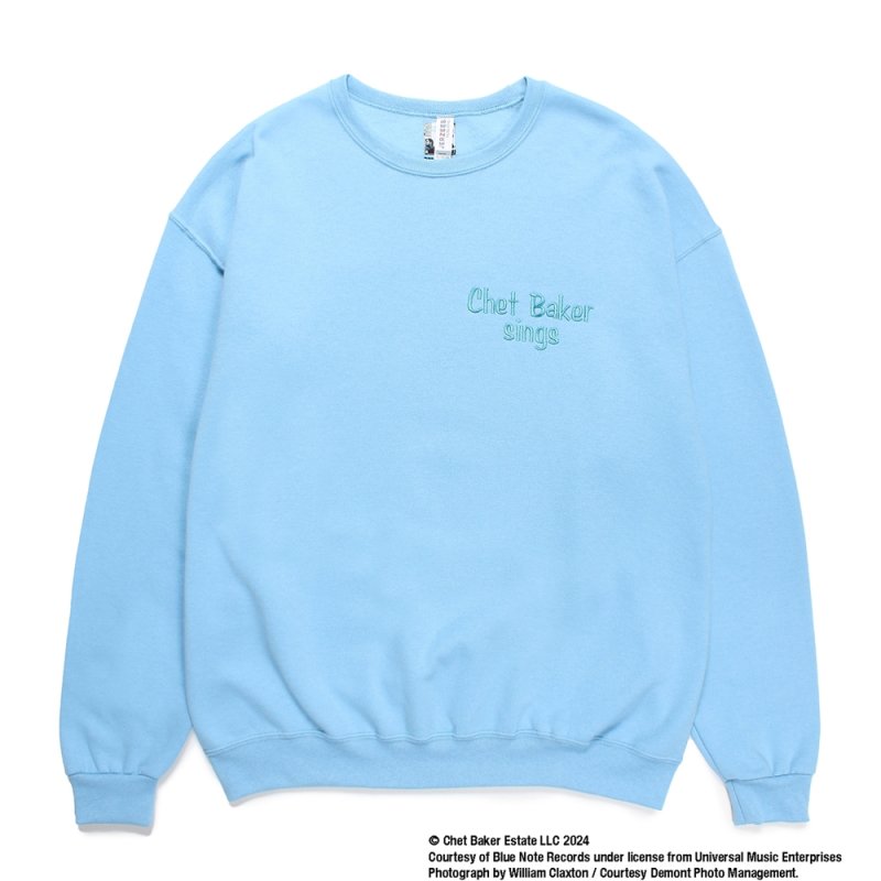 画像1: WACKO MARIA/CHET BAKER / SWEAT SHIRT（BLUE）［クルーネックスウェット-24秋冬］