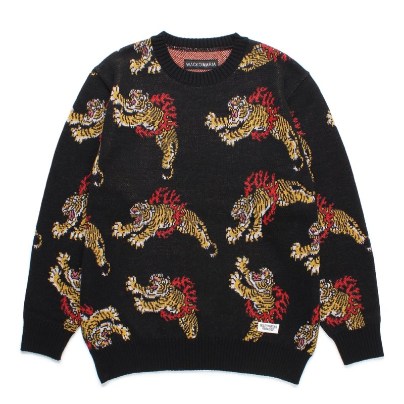 画像1: WACKO MARIA/TIM LEHI / JACQUARD KNIT SWEATER （BLACK）［ジャガードセーター-24秋冬］