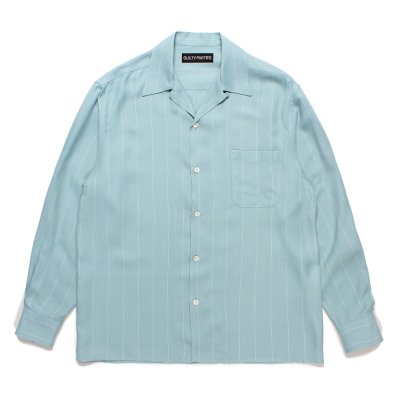 画像1: WACKO MARIA/STRIPED OPEN COLLAR SHIRT（MINT）［ストライプオープンカラーシャツ-24秋冬］
