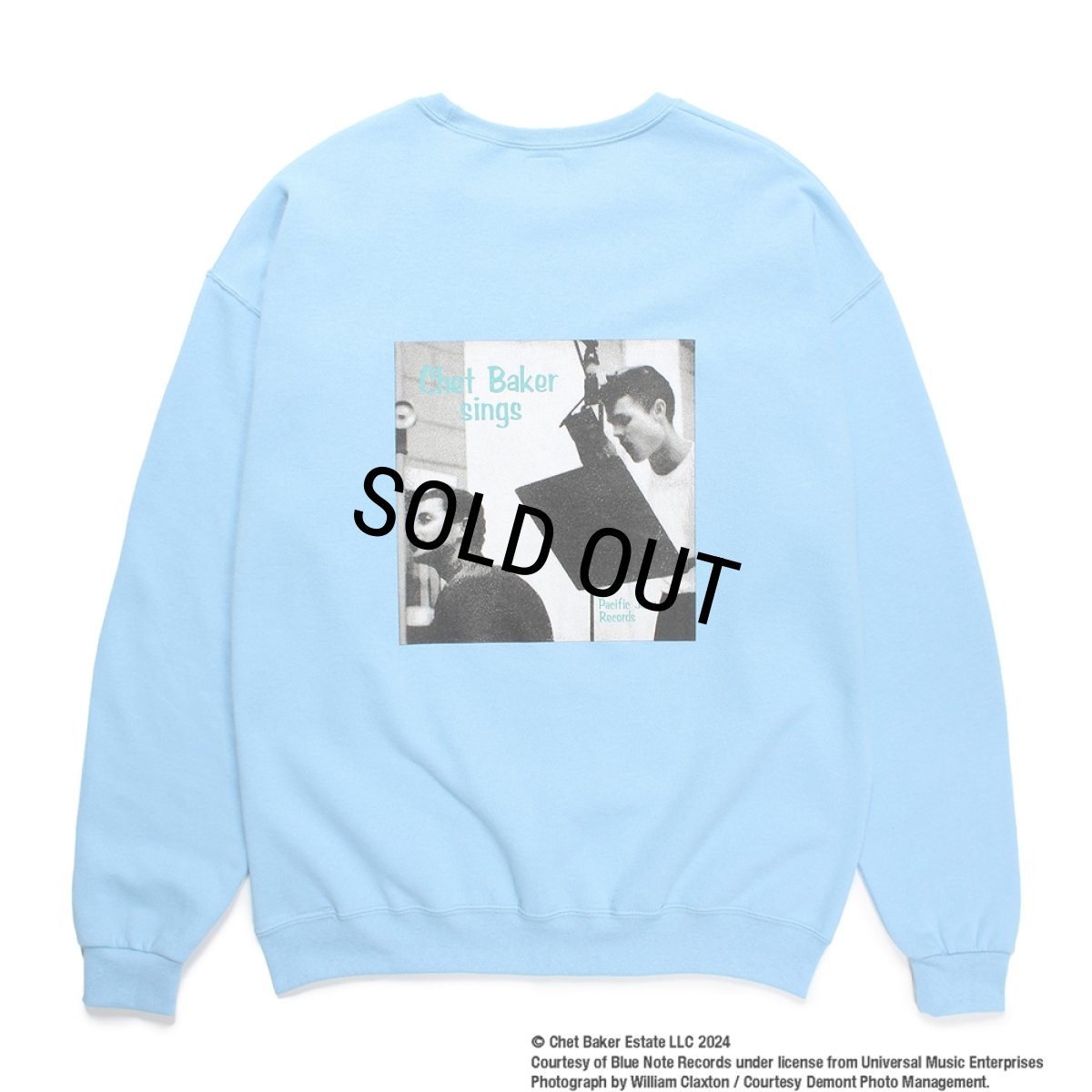 画像1: WACKO MARIA/CHET BAKER / SWEAT SHIRT（BLUE）［クルーネックスウェット-24秋冬］ (1)