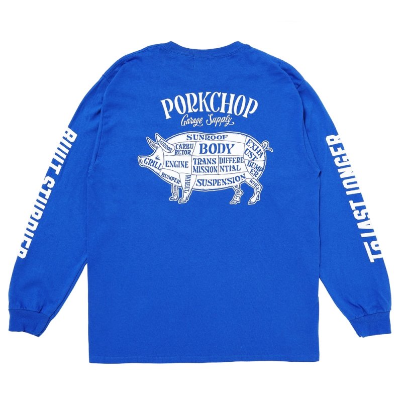 画像2: PORKCHOP/PORK BACK L/S TEE（ROYAL）［プリント長袖T-24秋冬］