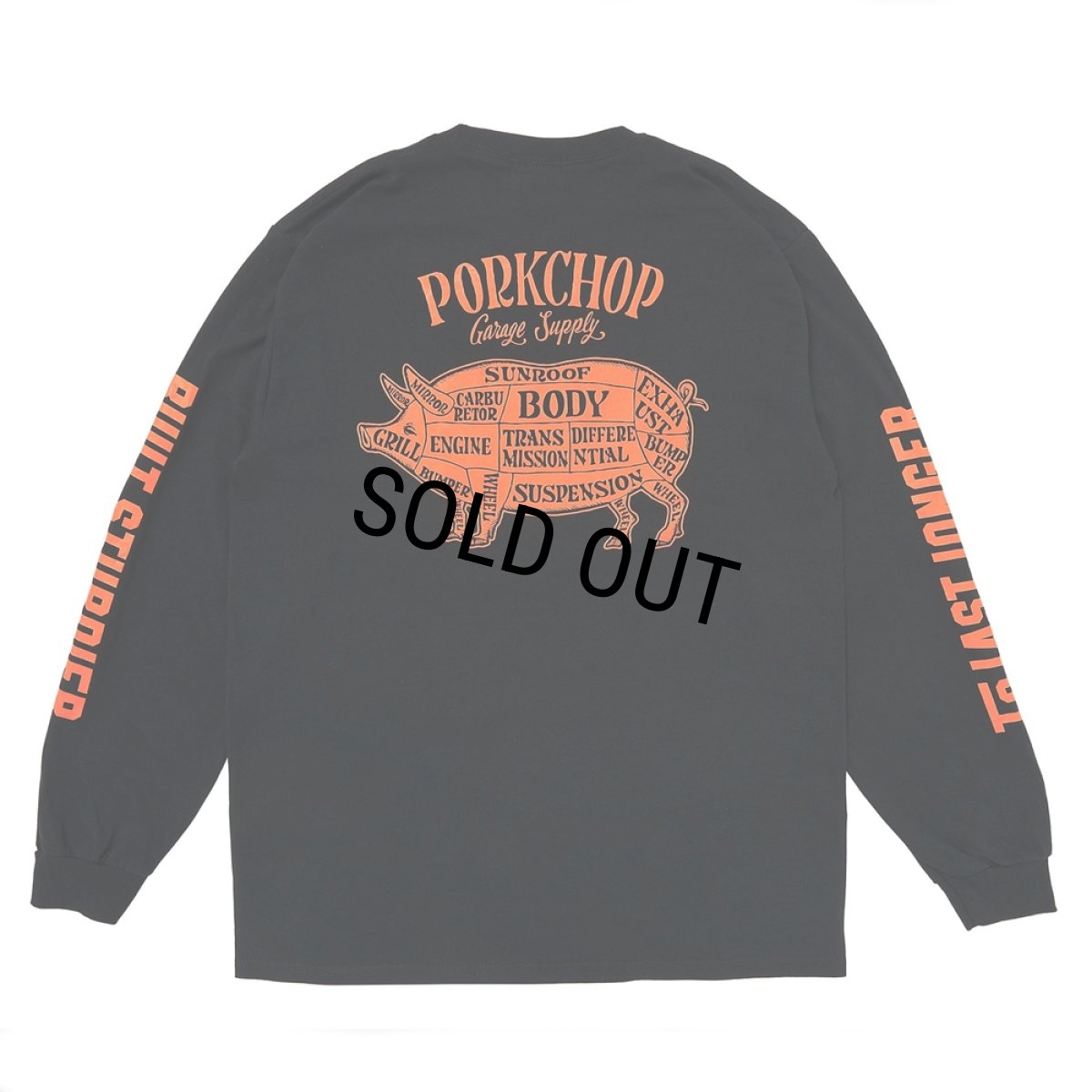 画像1: PORKCHOP/PORK BACK L/S TEE（BLACK）［プリント長袖T-24秋冬］ (1)