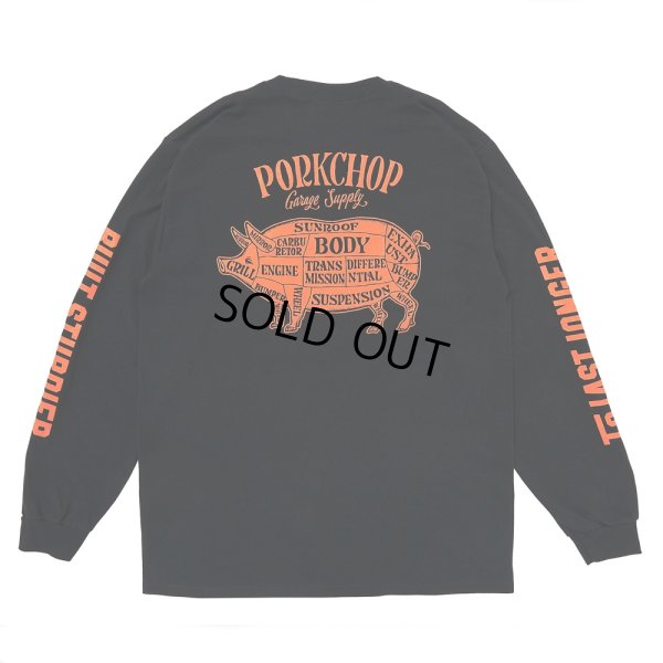 画像1: PORKCHOP/PORK BACK L/S TEE（BLACK）［プリント長袖T-24秋冬］