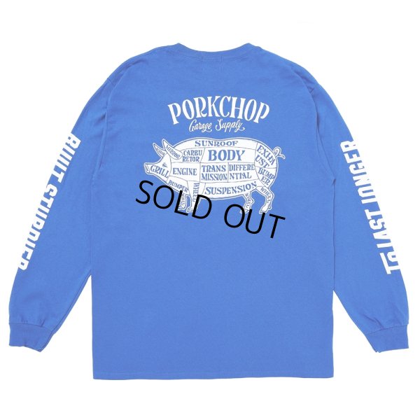 画像1: PORKCHOP/PORK BACK L/S TEE（ROYAL）［プリント長袖T-24秋冬］