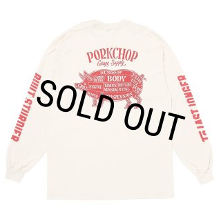 【新品未開封】PORKCHOP L/S TEE NATURAL PORKCHOP/PORK BACK L/S TEE（NATURAL）［プリント長袖T-24秋冬］ - JONAS