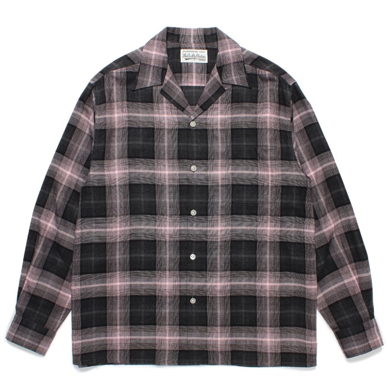 画像1: WACKO MARIA/OMBRE CHECK OPEN COLLAR SHIRT（PINK）［オンブレチェックオープンカラーシャツ-24秋冬］
