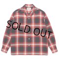 WACKO MARIA/OMBRE CHECK OPEN COLLAR SHIRT（RED）［オンブレチェックオープンカラーシャツ-24秋冬］