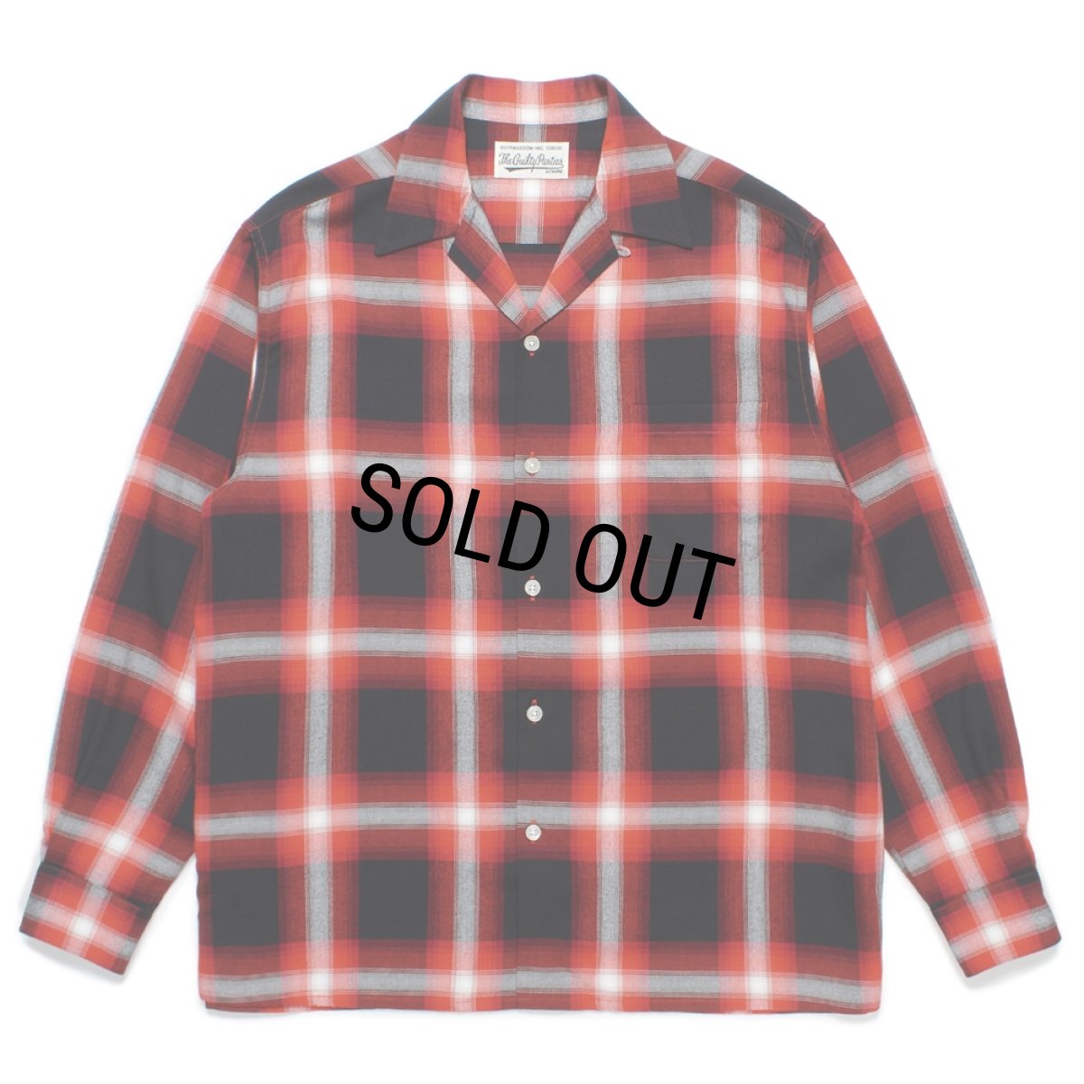 画像1: WACKO MARIA/OMBRE CHECK OPEN COLLAR SHIRT（RED）［オンブレチェックオープンカラーシャツ-24秋冬］ (1)