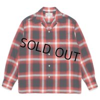 WACKO MARIA/OMBRE CHECK OPEN COLLAR SHIRT（RED）［オンブレチェックオープンカラーシャツ-24秋冬］
