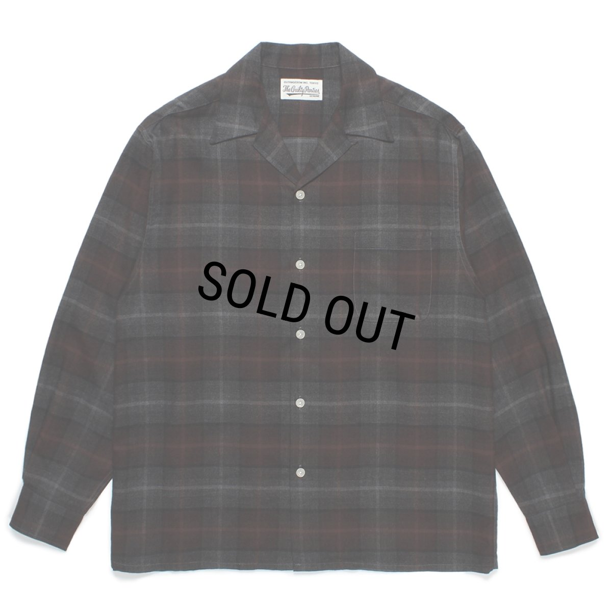 画像1: WACKO MARIA/OMBRE CHECK OPEN COLLAR SHIRT（BROWN）［オンブレチェックオープンカラーシャツ-24秋冬］ (1)