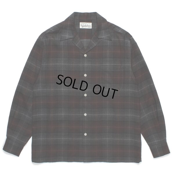 画像1: WACKO MARIA/OMBRE CHECK OPEN COLLAR SHIRT（BROWN）［オンブレチェックオープンカラーシャツ-24秋冬］
