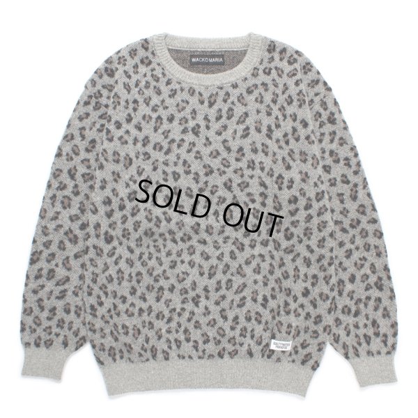 画像1: WACKO MARIA/LEOPARD JACQUARD MOHAIR KNIT SWEATER（GRAY）［レオパードモヘアセーター-24秋冬］