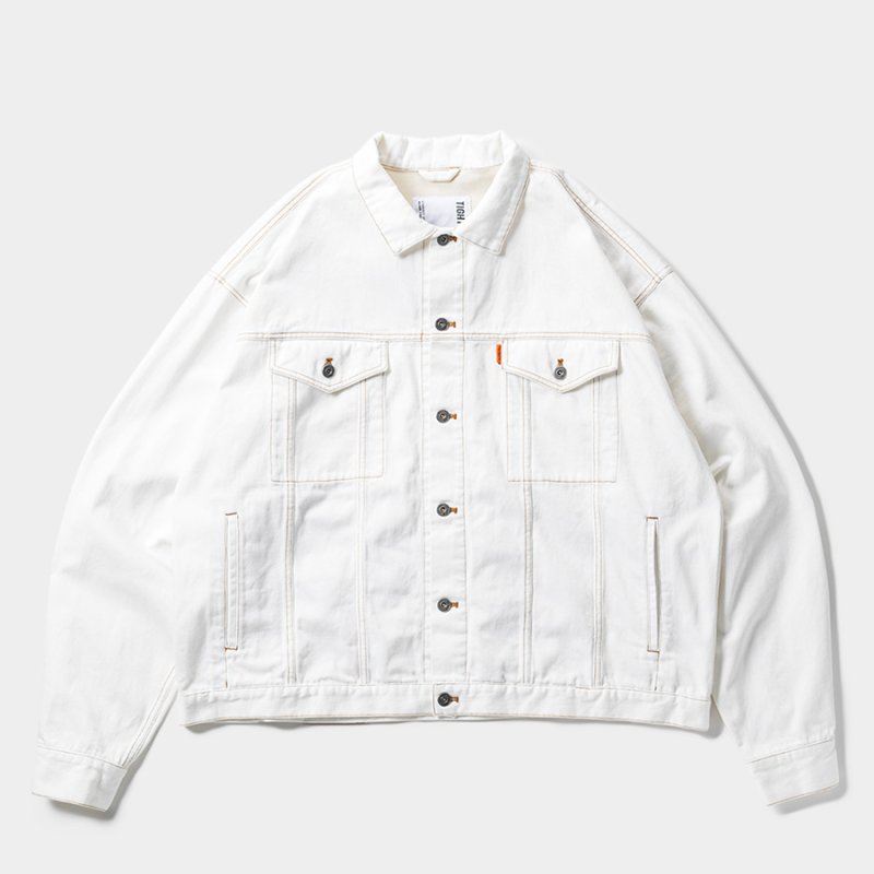 画像1: TIGHTBOOTH/LABEL LOGO DENIM JACKET（White）［デニムJKT-24秋冬］