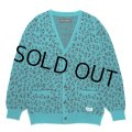 WACKO MARIA/LEOPARD JACQUARD MOHAIR KNIT CARDIGAN（BLUE）［レオパードモヘアカーディガン-24秋冬］