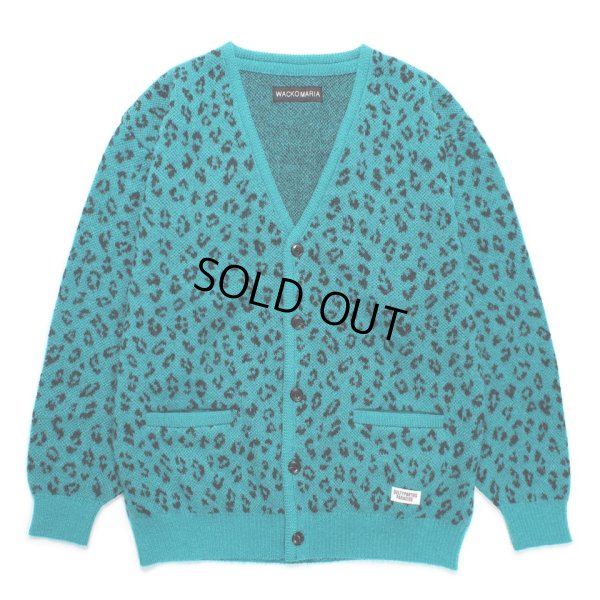 画像1: WACKO MARIA/LEOPARD JACQUARD MOHAIR KNIT CARDIGAN（BLUE）［レオパードモヘアカーディガン-24秋冬］