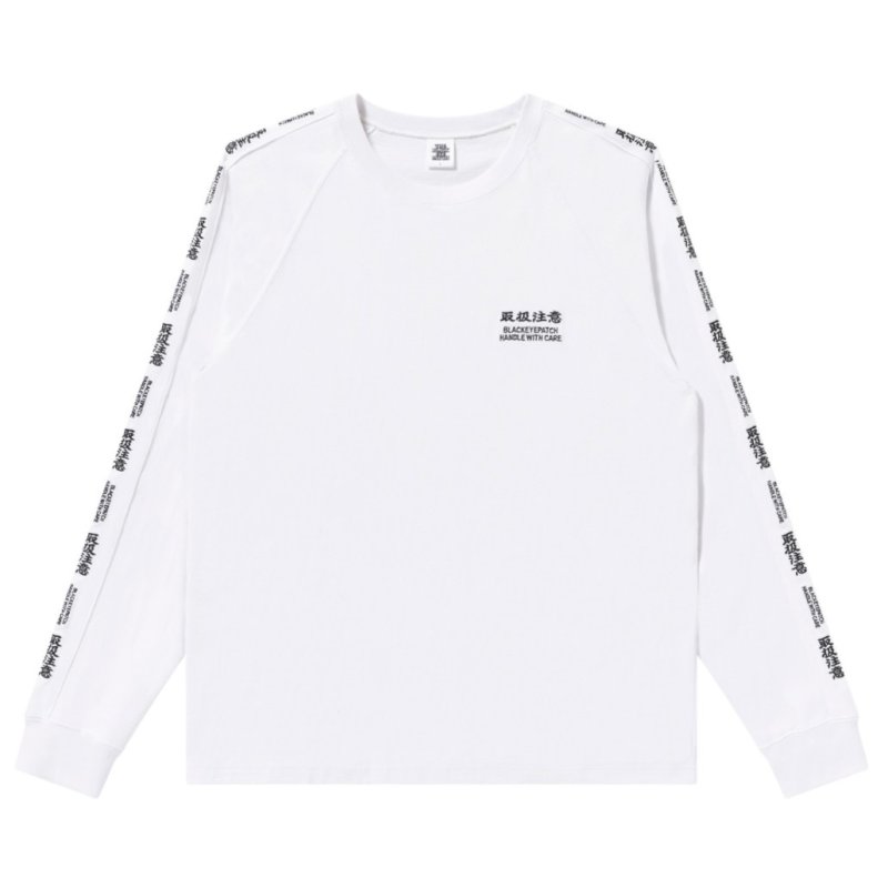 画像1: BlackEyePatch/HWC EMBROIDERED RAGLAN L/S TEE(WHITE)
