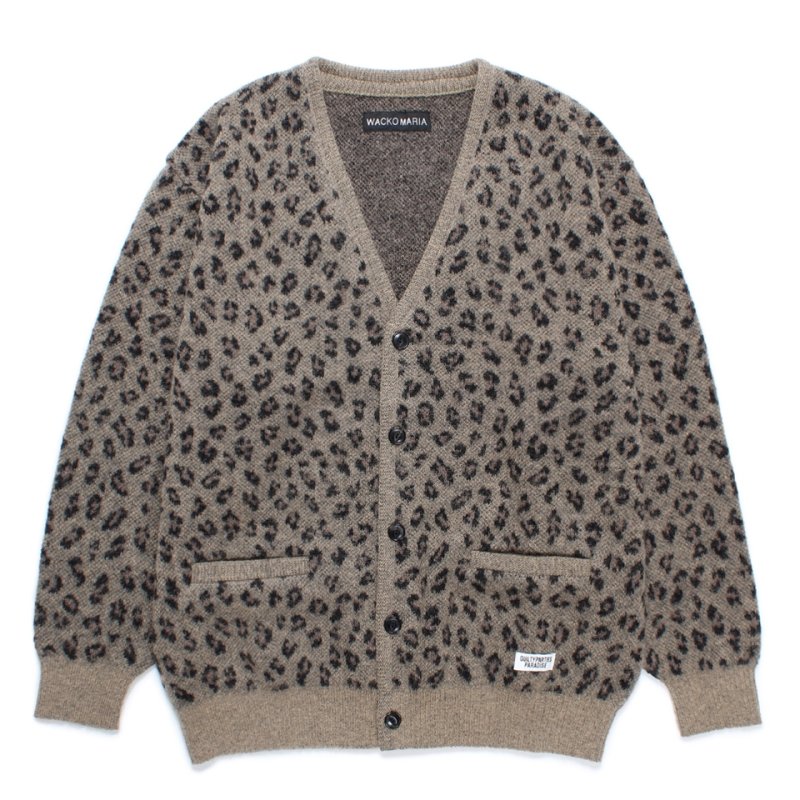 画像1: WACKO MARIA/LEOPARD JACQUARD MOHAIR KNIT CARDIGAN（BEIGE）［レオパードモヘアカーディガン-24秋冬］