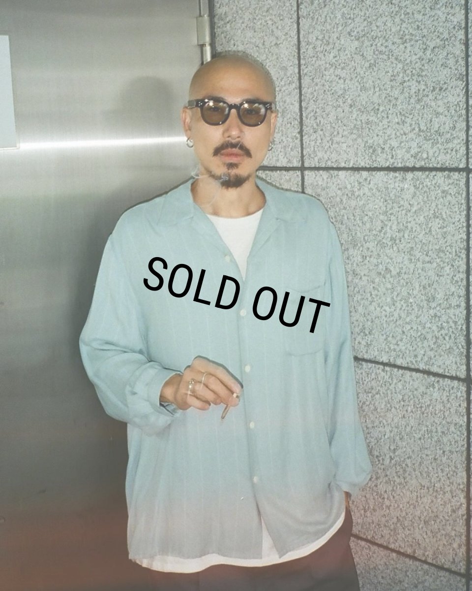 画像2: WACKO MARIA/STRIPED OPEN COLLAR SHIRT（MINT）［ストライプオープンカラーシャツ-24秋冬］ (2)
