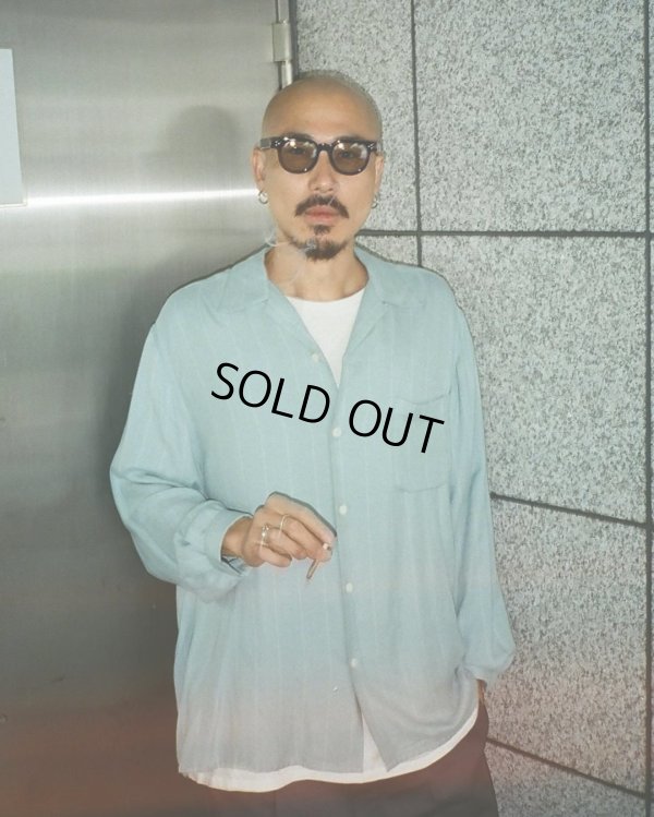 画像2: WACKO MARIA/STRIPED OPEN COLLAR SHIRT（MINT）［ストライプオープンカラーシャツ-24秋冬］