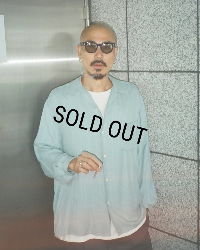 3510M【美品】ワコマリア☆ストライプ オープンカラー 長袖シャツ グリーン 3510M【美品】ワコマリア☆ストライプ オープンカラー 長袖シャツ グリーン