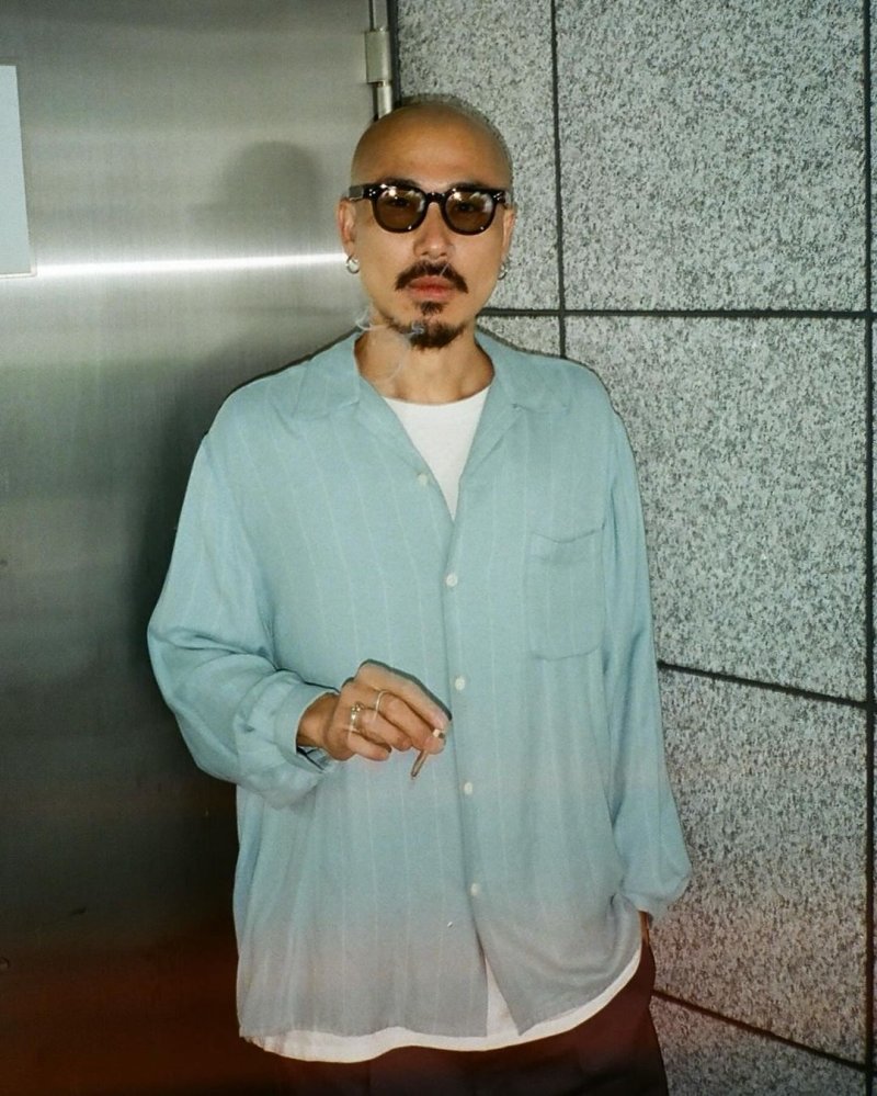 画像2: WACKO MARIA/STRIPED OPEN COLLAR SHIRT（MINT）［ストライプオープンカラーシャツ-24秋冬］