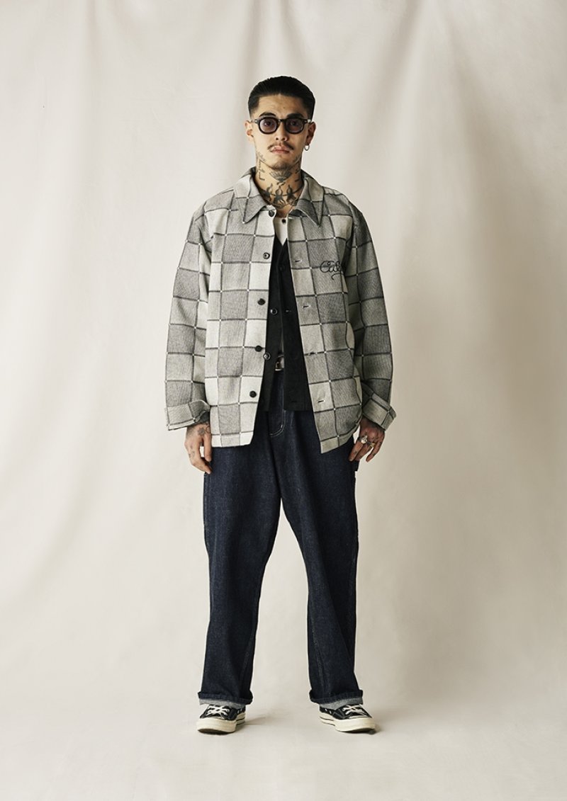 画像2: 【30%OFF】CALEE/BLOCK CHECK OVER SIZE SHIRT JACKET（IVORY）［ブロックチェックオーバーサイズシャツJKT-24秋冬］