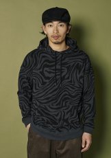 画像2: 【30%OFF】CALEE/ZEBRA PATTERN DROP PULLOVER HD（BLACK/CHARCOAL）［ゼブラプルオーバーパーカー-24秋冬］ (2)