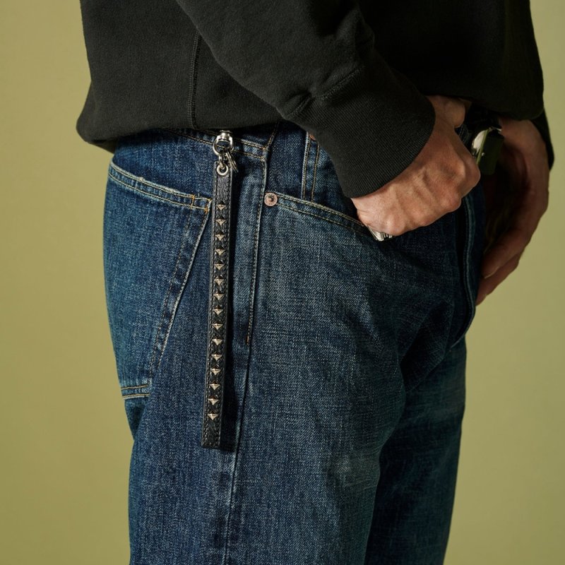 画像3: CALEE/STUDS LEATHER SHORT KEY RING（BLACK）［スタッズレザーショートキーリング-24秋冬］