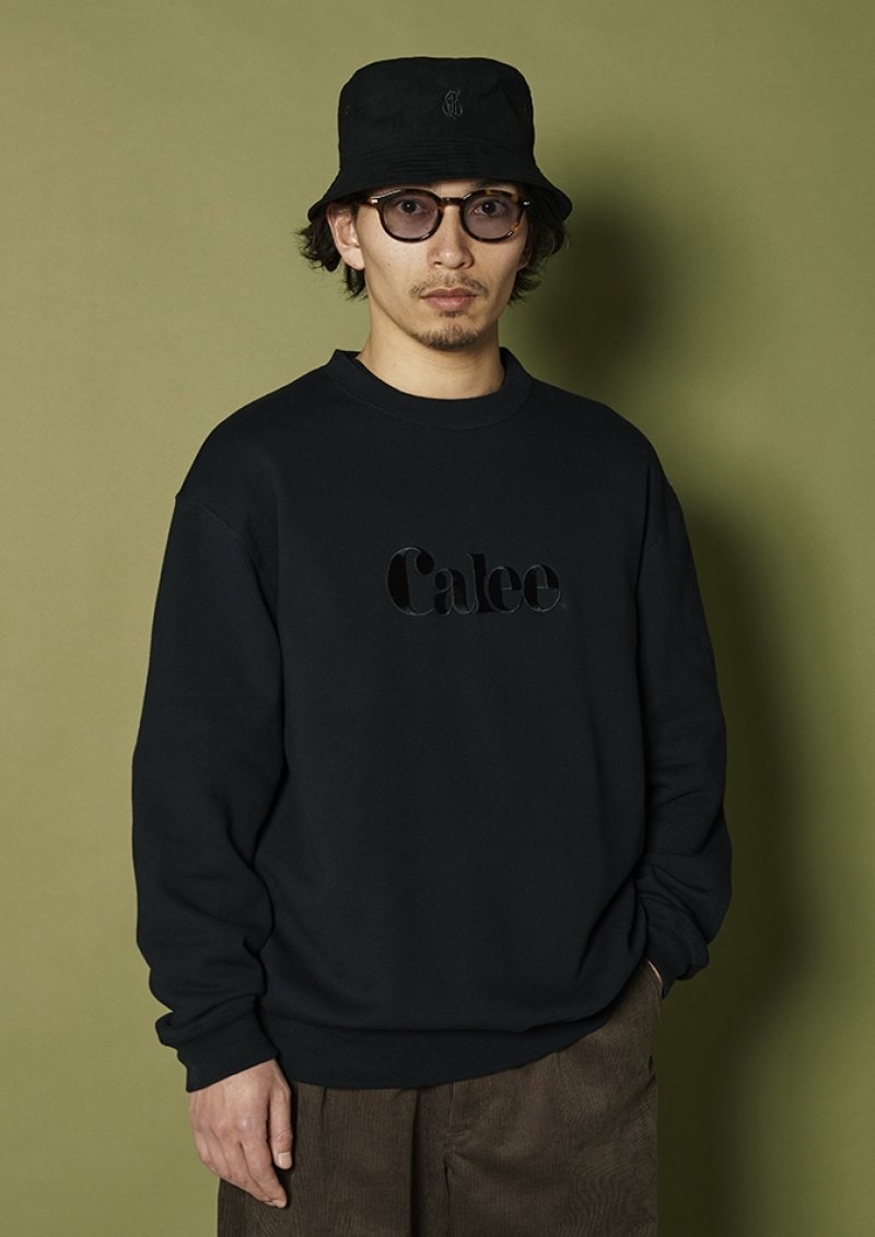 画像2: 【30%OFF】CALEE/EMBROIDERY CALEE LOGO CREW NECK SW（BLACK）［クルーネックスウェット-24秋冬］