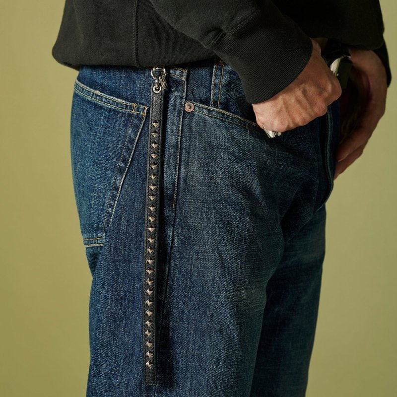 画像3: CALEE/STUDS LEATHER LONG KEY RING（BLACK）［スタッズレザーロングキーリング-24秋冬］