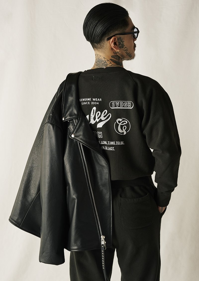 画像3: 【30％OFF】CALEE/60'S LOOP WHEEL RAGLAN CREW NECK SW（VINTAGE BLACK）［クルーネックスウェット-24秋冬］