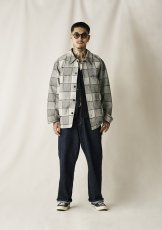 画像2: 【30%OFF】CALEE/BLOCK CHECK OVER SIZE SHIRT JACKET（IVORY）［ブロックチェックオーバーサイズシャツJKT-24秋冬］ (2)