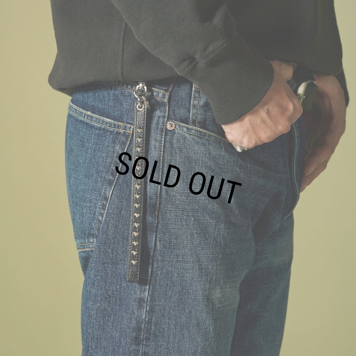 画像6: CALEE/STUDS LEATHER SHORT KEY RING（BLACK）［スタッズレザーショートキーリング-24秋冬］ (6)