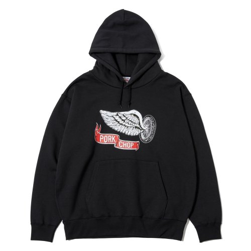 他の写真1: PORKCHOP/FLYING WEEL  P HOODED（×MASSES）（BLACK）［プルオーバーパーカー-24秋冬］